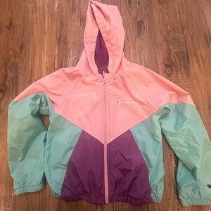 Champion Athleticwear Girls Color Blocked Jacket Windbreaker With Hood size M